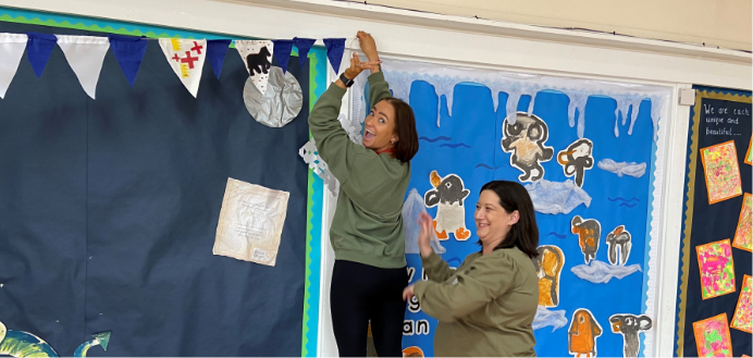 Findel lends a hand (and a shovel) at Corrie Primary School